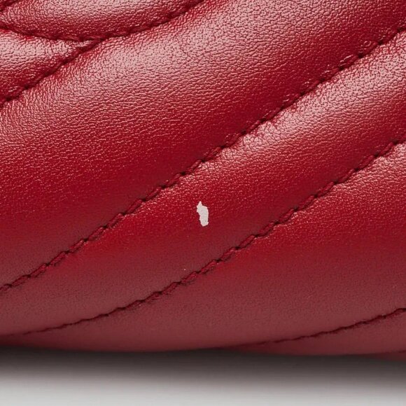 Gucci Red Quilted Leather GG Marmont 2.0 Chain Wallet Clutch Bag - Picture 9 of 12